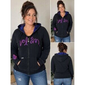 Volcom Reversible Y2K Blue Plaid Black Zip Hoodie Size M